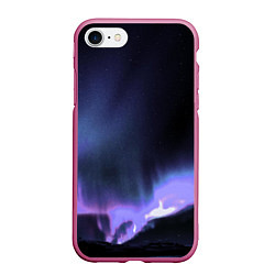 Чехол iPhone 7/8 матовый Northern lights, цвет: 3D-малиновый