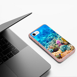 Чехол iPhone 7/8 матовый Дно морское, цвет: 3D-светло-розовый — фото 2