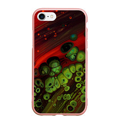 Чехол iPhone 7/8 матовый Абстрактные красный песок и зелёные камни, цвет: 3D-светло-розовый