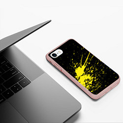 Чехол iPhone 7/8 матовый Желтые брызги, цвет: 3D-светло-розовый — фото 2