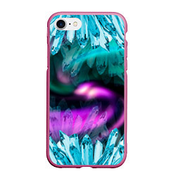 Чехол iPhone 7/8 матовый Кристаллы и северное сияние, цвет: 3D-малиновый