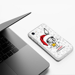 Чехол iPhone 7/8 матовый Rabbit with cookies, merry Christmas, цвет: 3D-белый — фото 2