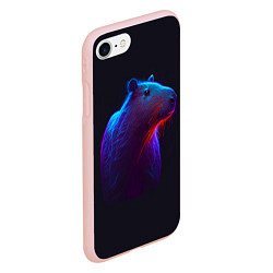 Чехол iPhone 7/8 матовый Неоновая капибара на чёрном фоне, цвет: 3D-светло-розовый — фото 2