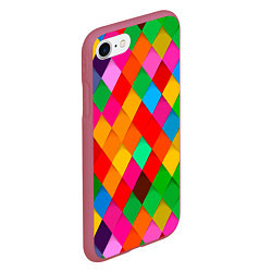 Чехол iPhone 7/8 матовый Цветные лоскуты - пэчворк, цвет: 3D-малиновый — фото 2