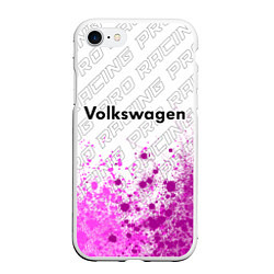 Чехол iPhone 7/8 матовый Volkswagen pro racing: символ сверху, цвет: 3D-белый