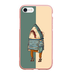 Чехол iPhone 7/8 матовый Акула-моряк, цвет: 3D-светло-розовый
