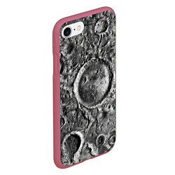 Чехол iPhone 7/8 матовый Поверхность луны, цвет: 3D-малиновый — фото 2