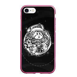 Чехол iPhone 7/8 матовый Хомяк в космосе, цвет: 3D-малиновый