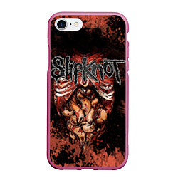 Чехол iPhone 7/8 матовый Slipknot horror, цвет: 3D-малиновый