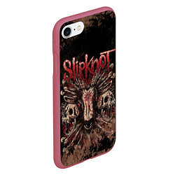 Чехол iPhone 7/8 матовый Slipknot skull, цвет: 3D-малиновый — фото 2