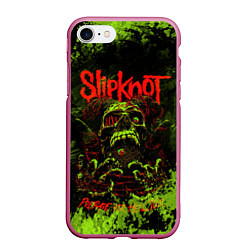 Чехол iPhone 7/8 матовый Slipknot green череп, цвет: 3D-малиновый