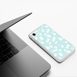 Чехол iPhone 7/8 матовый Паттерн из белых зайчиков, цвет: 3D-белый — фото 2