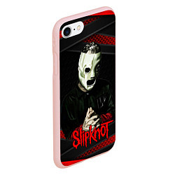 Чехол iPhone 7/8 матовый Slipknot black & red, цвет: 3D-светло-розовый — фото 2