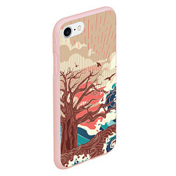 Чехол iPhone 7/8 матовый Большое дерево на острове в океане, цвет: 3D-светло-розовый — фото 2