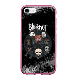 Чехол iPhone 7/8 матовый Black slipknot, цвет: 3D-малиновый