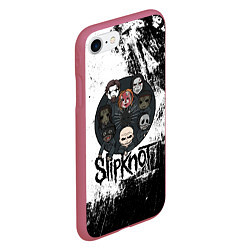 Чехол iPhone 7/8 матовый Slipknot black and white, цвет: 3D-малиновый — фото 2