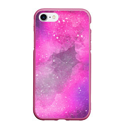 Чехол iPhone 7/8 матовый Розово-сиреневый дым, цвет: 3D-малиновый