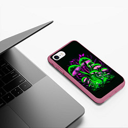 Чехол iPhone 7/8 матовый Фантастические кислотные грибы, цвет: 3D-малиновый — фото 2