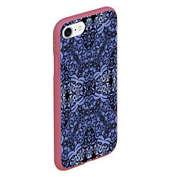 Чехол iPhone 7/8 матовый Ажурный модный кружевной синий узор, цвет: 3D-малиновый — фото 2