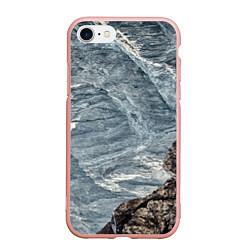 Чехол iPhone 7/8 матовый Море и гора, цвет: 3D-светло-розовый