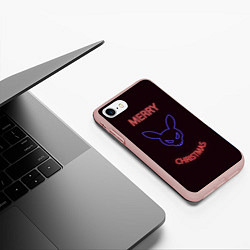 Чехол iPhone 7/8 матовый Neon christmas bunny, цвет: 3D-светло-розовый — фото 2