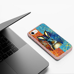 Чехол iPhone 7/8 матовый Огненный новогодний кролик, цвет: 3D-светло-розовый — фото 2