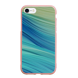 Чехол iPhone 7/8 матовый Абстрактные синезелёные волны, цвет: 3D-светло-розовый
