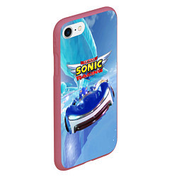 Чехол iPhone 7/8 матовый Team Sonic racing - hedgehog - speed, цвет: 3D-малиновый — фото 2