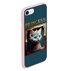 Чехол iPhone 7/8 матовый Кошечка принцесса - картина в рамке, цвет: 3D-светло-розовый — фото 2