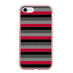 Чехол iPhone 7/8 матовый Красно-черный полосатый современный узор, цвет: 3D-светло-розовый