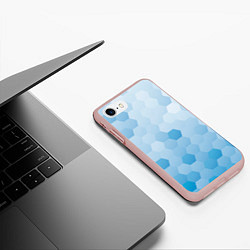 Чехол iPhone 7/8 матовый Светло-синяя текстура-паттерн, цвет: 3D-светло-розовый — фото 2