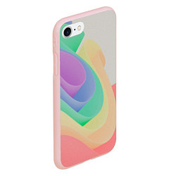 Чехол iPhone 7/8 матовый Волнообразные разноцветные листы, цвет: 3D-светло-розовый — фото 2