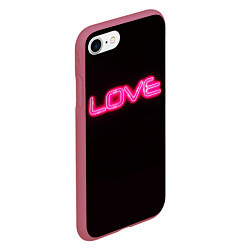 Чехол iPhone 7/8 матовый Love - неоновая надпись, цвет: 3D-малиновый — фото 2