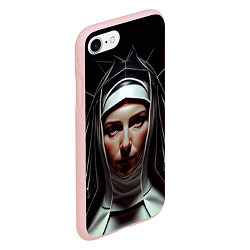 Чехол iPhone 7/8 матовый Нейросеть: монахиня, цвет: 3D-светло-розовый — фото 2
