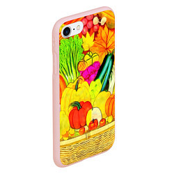 Чехол iPhone 7/8 матовый Плетеная корзина, полная фруктов и овощей, цвет: 3D-светло-розовый — фото 2