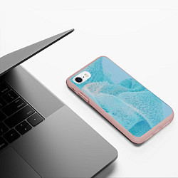 Чехол iPhone 7/8 матовый Волнообразное голубое множество шаров, цвет: 3D-светло-розовый — фото 2