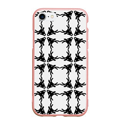 Чехол iPhone 7/8 матовый Черные рождественские олени, цвет: 3D-светло-розовый