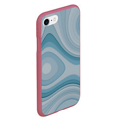 Чехол iPhone 7/8 матовый Волнообразные синие текстуры, цвет: 3D-малиновый — фото 2