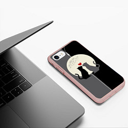 Чехол iPhone 7/8 матовый Котики под луной, цвет: 3D-светло-розовый — фото 2