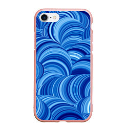 Чехол iPhone 7/8 матовый Дуговой шлейф - синий паттерн, цвет: 3D-светло-розовый