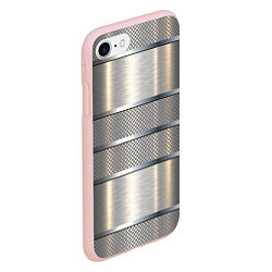 Чехол iPhone 7/8 матовый Металлические полосы - текстура алюминия, цвет: 3D-светло-розовый — фото 2