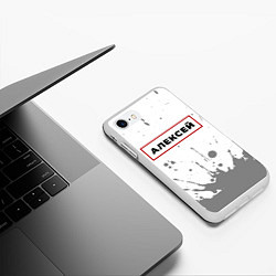 Чехол iPhone 7/8 матовый Алексей - в красной рамке на светлом, цвет: 3D-белый — фото 2
