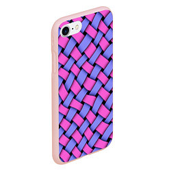 Чехол iPhone 7/8 матовый Фиолетово-сиреневая плетёнка - оптическая иллюзия, цвет: 3D-светло-розовый — фото 2
