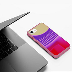 Чехол iPhone 7/8 матовый Волнообразные листы разных цветов, цвет: 3D-малиновый — фото 2