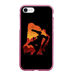 Чехол iPhone 7/8 матовый Силуэт Дэнзи и Потиты, цвет: 3D-малиновый