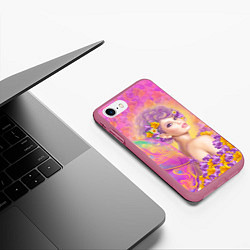 Чехол iPhone 7/8 матовый Розовая фея бабочка, цвет: 3D-малиновый — фото 2