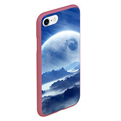 Чехол iPhone 7/8 матовый Mountains - fantasy planet, цвет: 3D-малиновый — фото 2