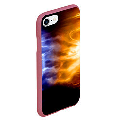 Чехол iPhone 7/8 матовый Борьба двух стихий - лёд и пламя, цвет: 3D-малиновый — фото 2