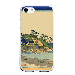 Чехол iPhone 7/8 матовый Японская гравюра с деревней, цвет: 3D-белый