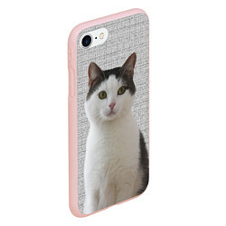Чехол iPhone 7/8 матовый Задумчивый котик, цвет: 3D-светло-розовый — фото 2